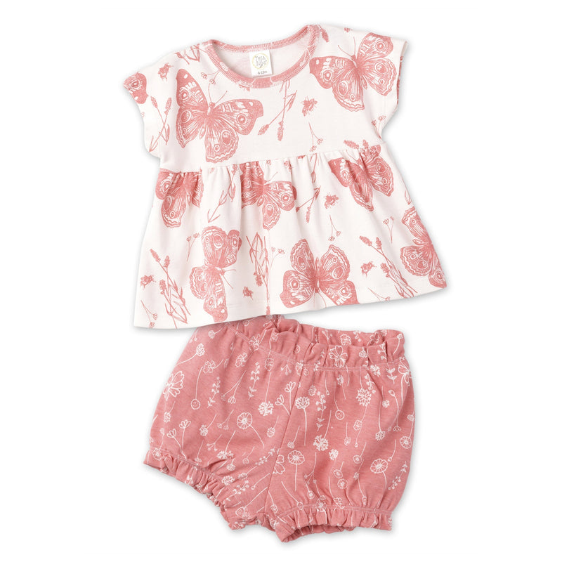 Tesa Babe Baby Girl Clothes Coral Butterflies Top & Shorts