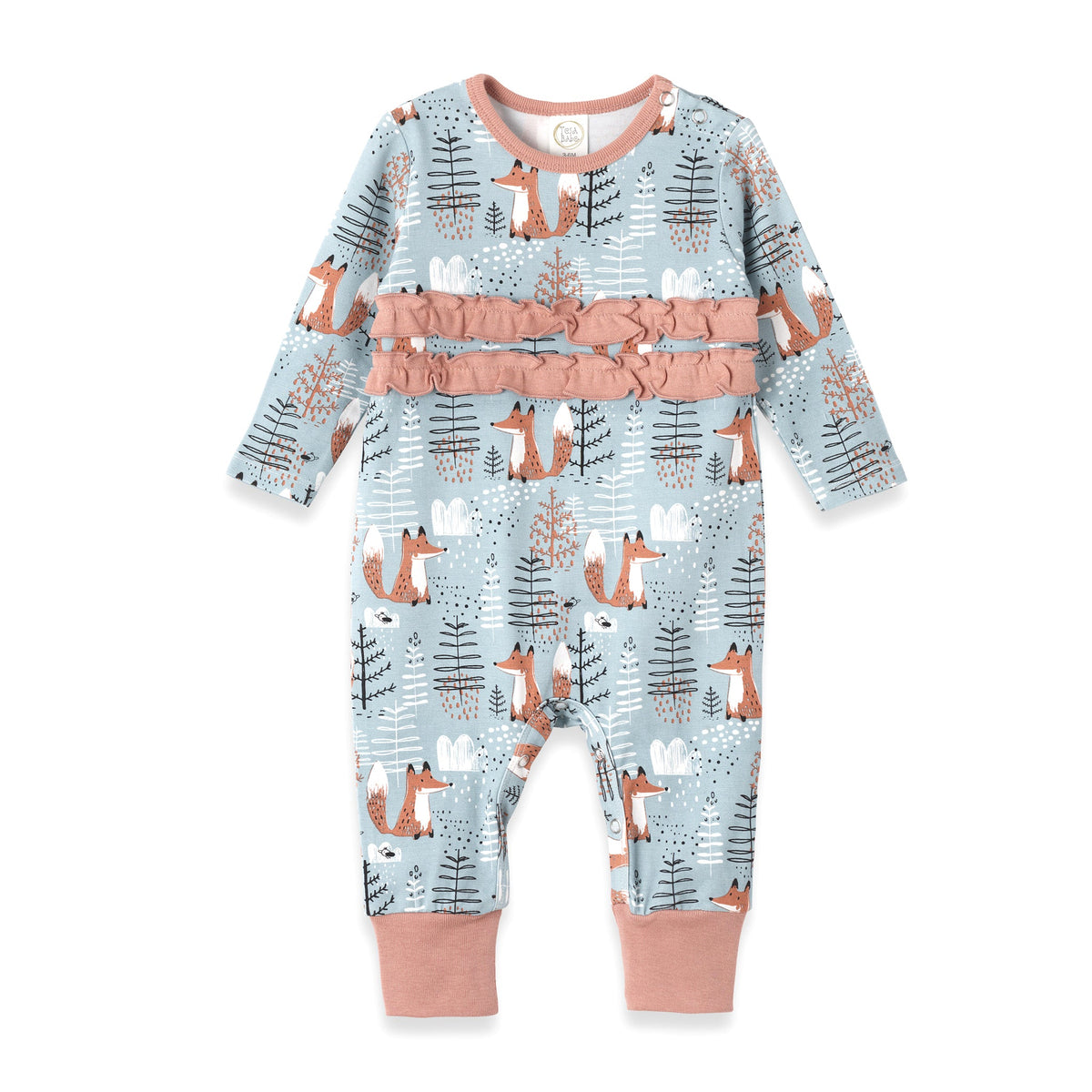 Tesa Babe Baby Girl Clothes Romper / NB Foxy Forest Bamboo Ruffle Romper