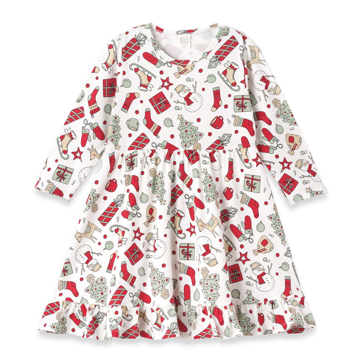 Tesa Babe Baby Girl Clothes Dress / 6-9M Holly Jolly Bamboo Twirl Dress