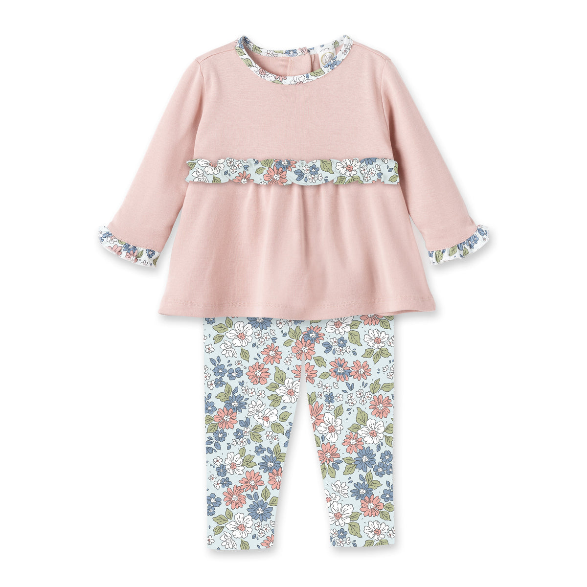 Tesa Babe Baby Girl Clothes Set / 3-6M Meadow Fields Top & Bamboo Leggings