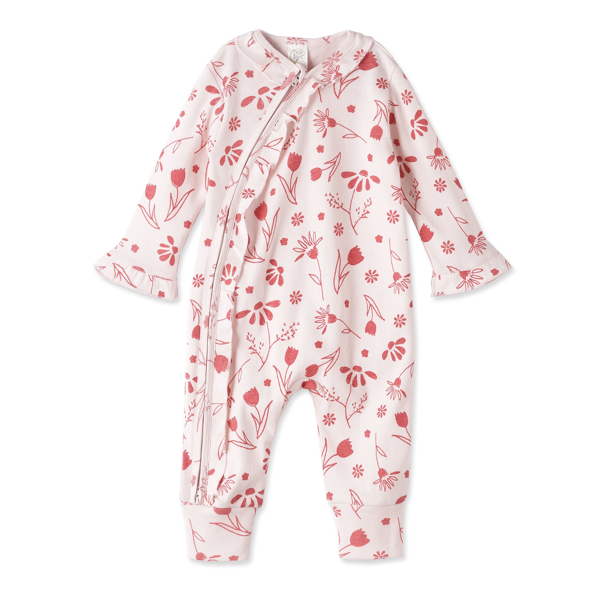 Pink Floral Eyelet Cotton Zipper Romper – Tesa Babe