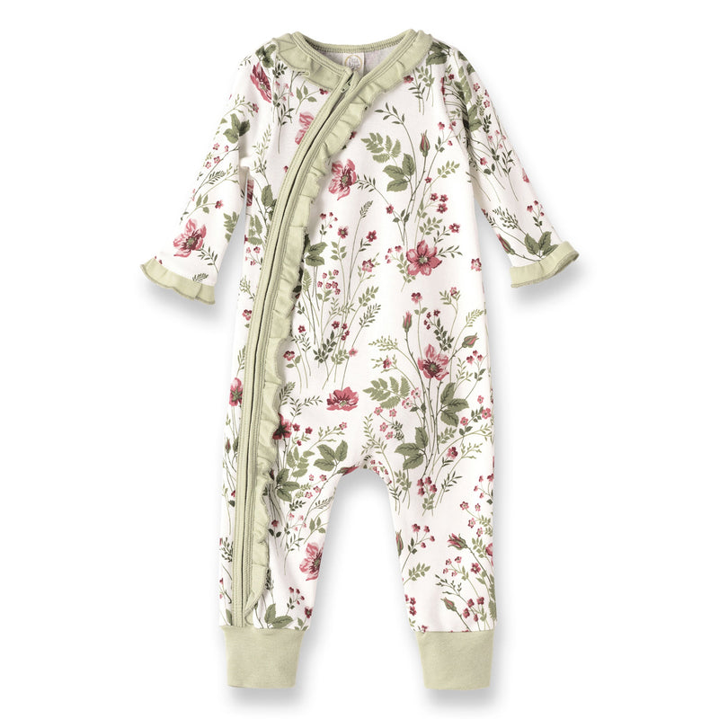 Tesa Babe Baby Girl Clothes Romper / NB Pretty Petals Bamboo Zipper