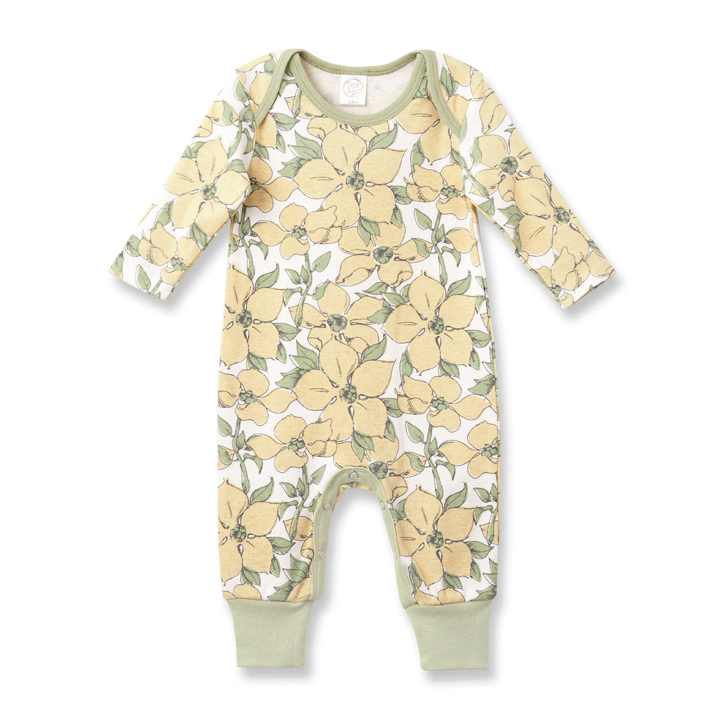 Tesa Babe Baby Girl Clothes Romper / NB Yellow Floral Cotton Romper