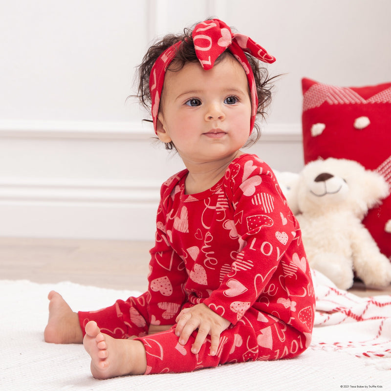 Tesa Babe Baby Girl Gift Sets 2-Pc Set Valentine Heart Romper & Headband