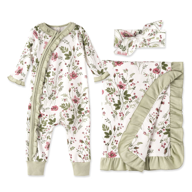 Tesa Babe Baby Girl Gift Sets Gift Set / NB Classic Blossom Baby Girl Gift Set - 3-Piece Floral Outfi