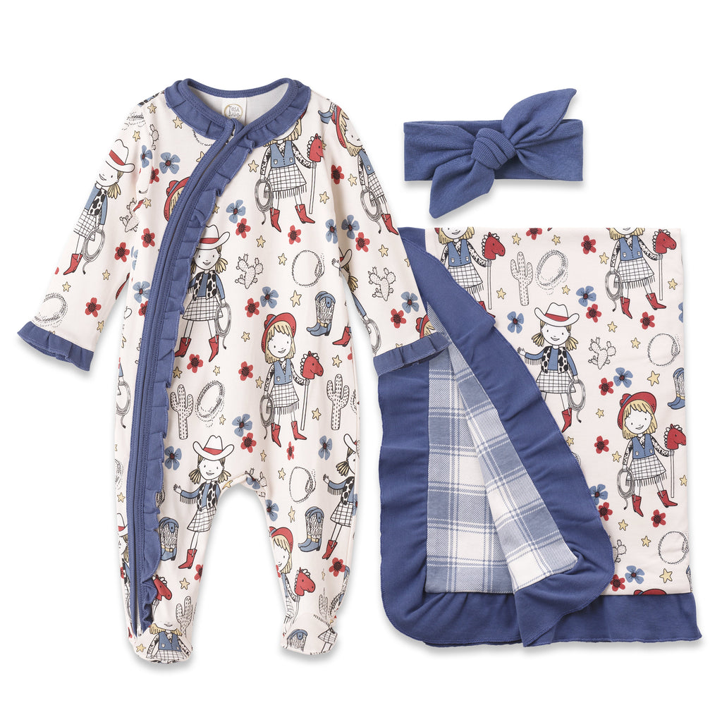 Tesa Babe Baby Girl Gift Sets Gift Set / NB Cowgirl Bamboo Girls Gift Bundle