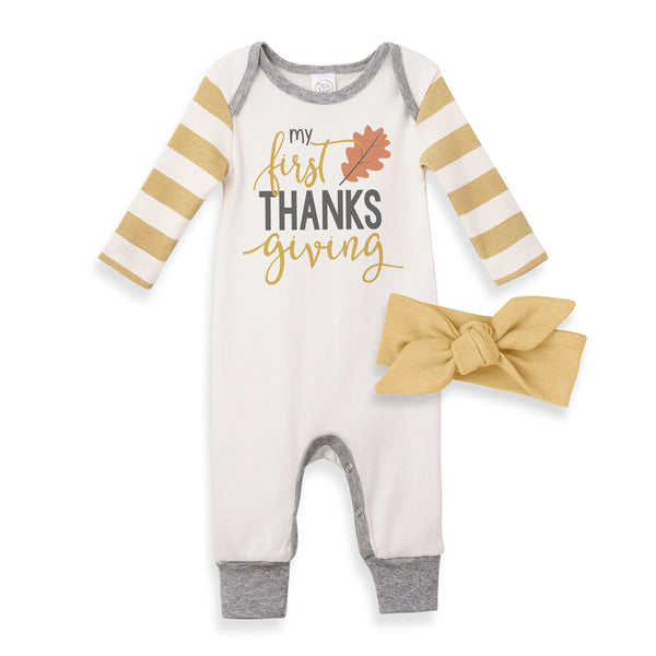 Tesa Babe Baby Girl Gift Sets Gift Set / NB My 1st Thanksgiving Romper & Headband Set