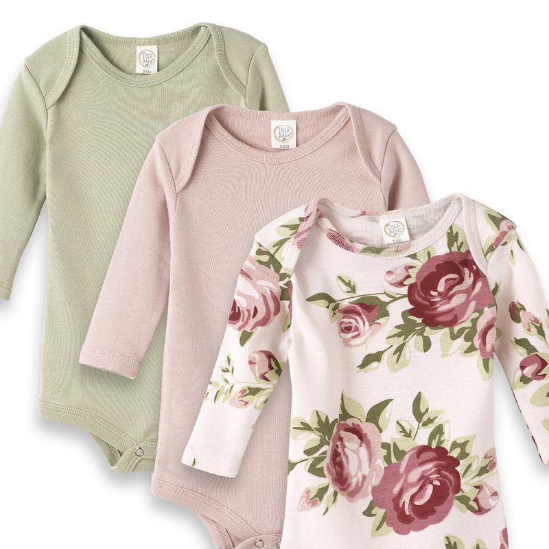 Tesa Babe Baby Girl Gift Sets Set of 3 Cabbage Rose Bodysuits