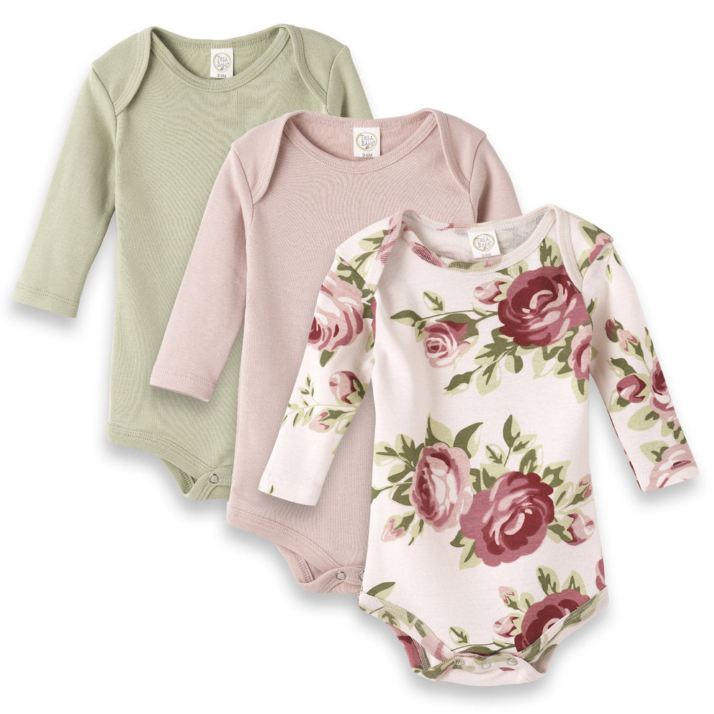 Tesa Babe Baby Girl Gift Sets Gift Set / 0-3M Set of 3 Cabbage Rose Bodysuits