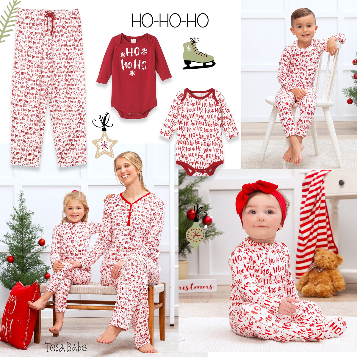 Tesa Babe Baby Unisex Clothes Christmas Bamboo Zipper Romper Ho-Ho-Ho