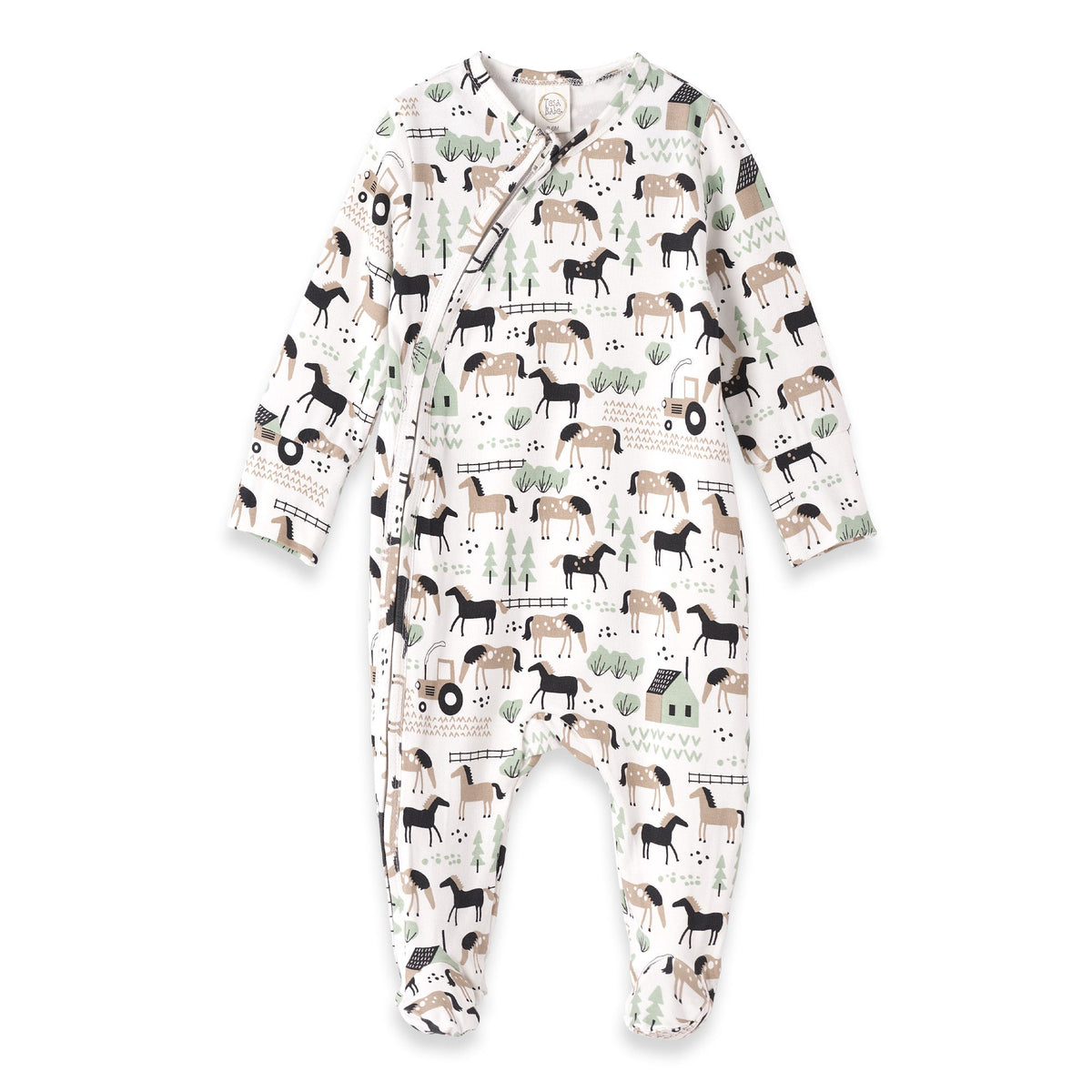 Tesa Babe Baby Unisex Clothes Romper / NB Horses On The Farm Bamboo Zipper Romper