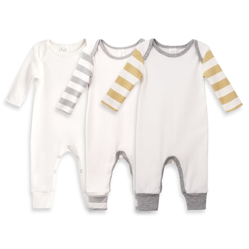 Tesa Babe Baby Unisex Clothes Gift Set / NB Set of 3 Stripe & Ivory Rompers