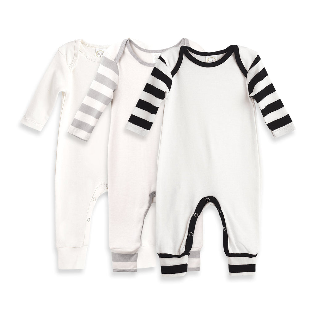 Tesa Babe Baby Unisex Gift Sets Gift Set / NB Set of 3 Ivory & Stripe Rompers