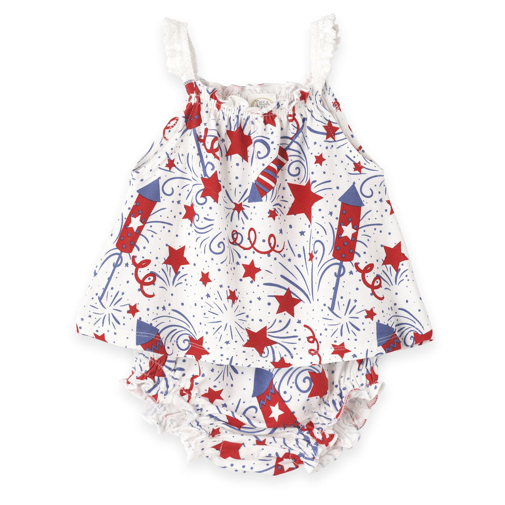 Tesa Babe Base Product 0-3M 4th of July Swing Top & Bloomers Set