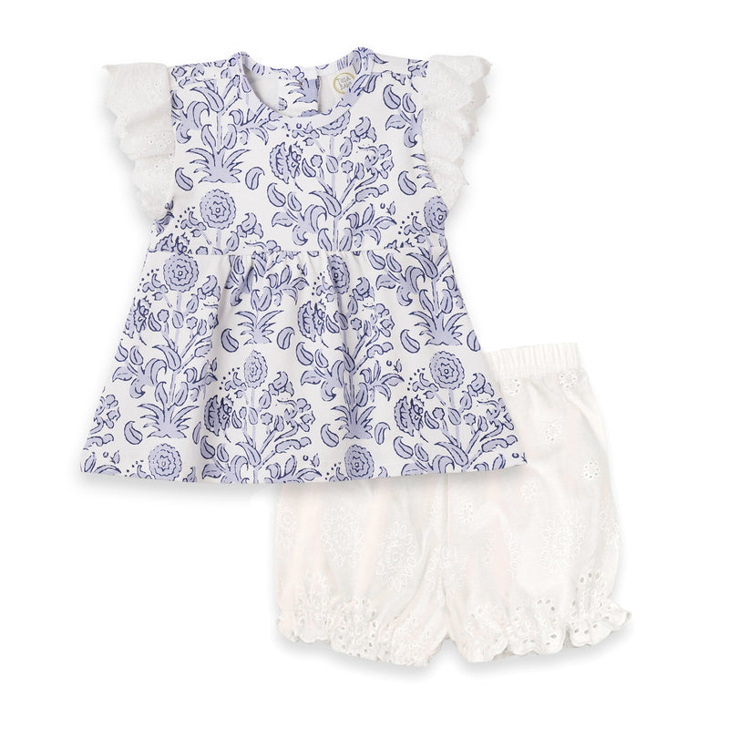 Tesa Babe Base Product 3-6M Bali Blooms Eyelet Flutter Sleeve Top & Bloomers