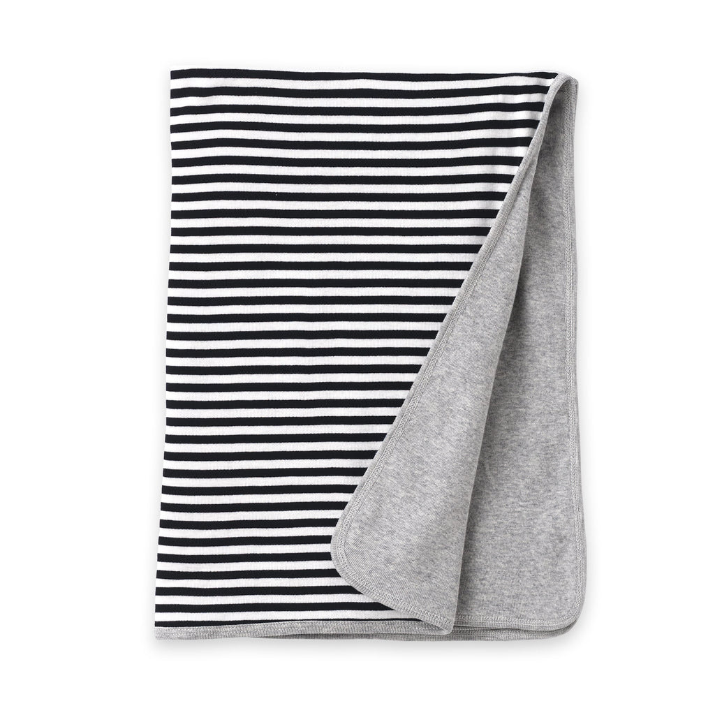 Tesa Babe Base Product 1S Blanket - Thin Ivory & Black Stripes And Heather Grey