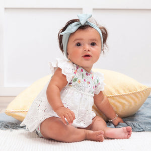 Tesa Babe Base Product Cotton Tail Eyelet Skirted & Flutter Sleeve Bodysuit