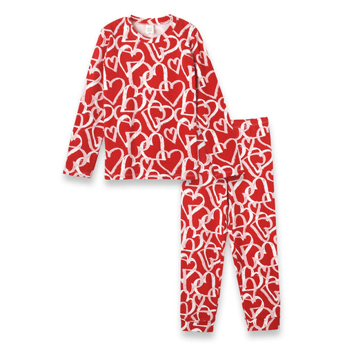 Hearts Girl's Bamboo Pajama Set