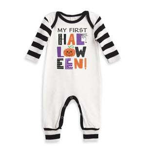 Tesa Babe Base Product NB LS Romper - Black Stripe My 1St Halloween Silkscreen #400US