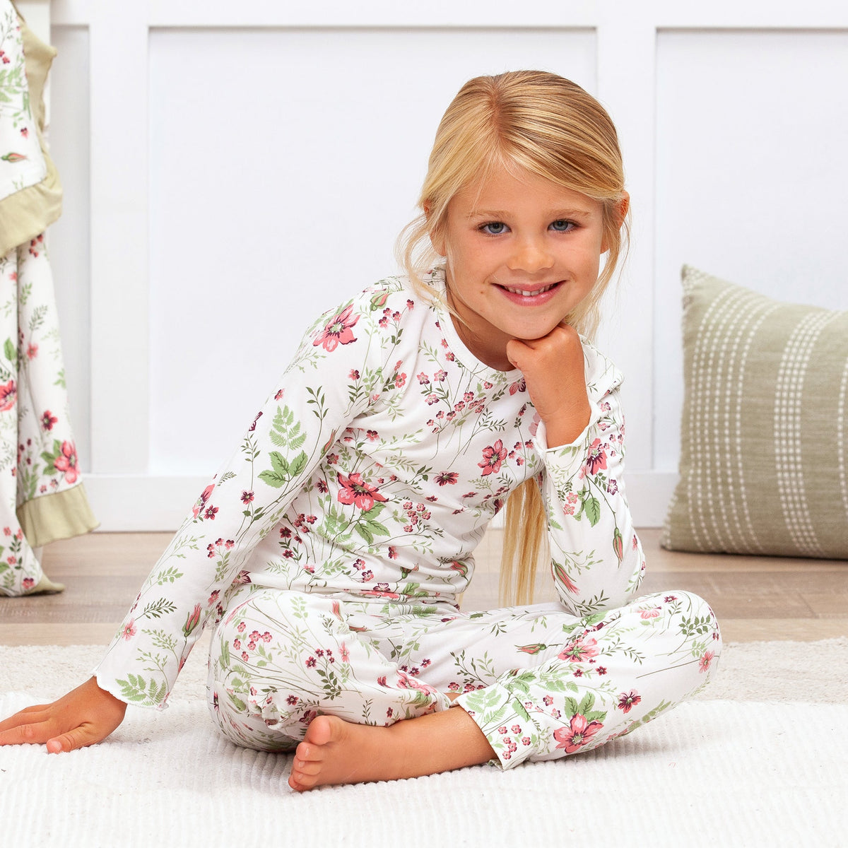 Tesa Babe Girl's Pajamas Pretty Petals Girl's Bamboo Pajama Set