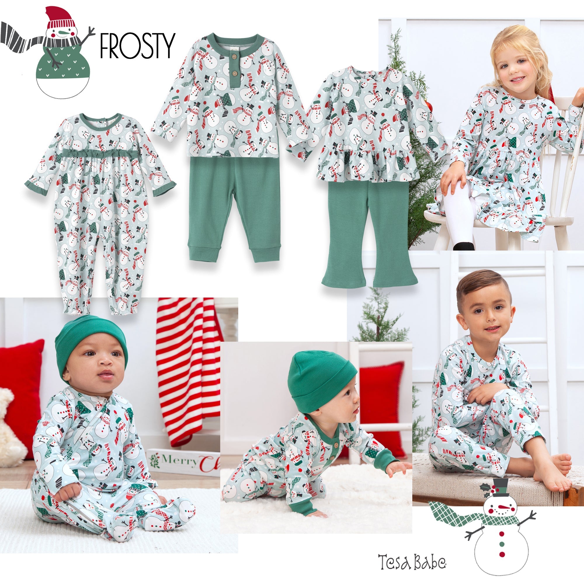 Christmas Snowmen Kids Bamboo Pajama Set – Tesa Babe