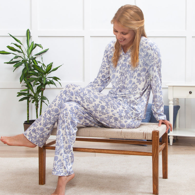 Tesa Babe Women's Loungewear Bali Blooms LS Women's Pajama Set