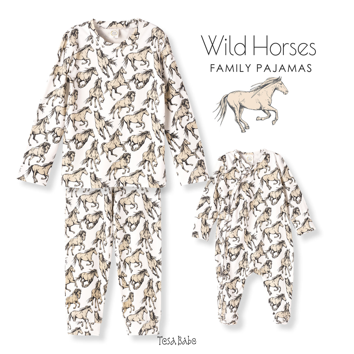 Wild Horses Kids Bamboo Pajama Set