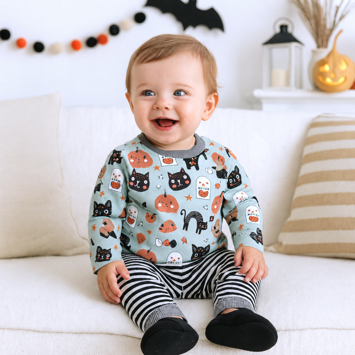 Halloween 🎃 Baby Boy Outfit – Bamboo Tee & Cotton Pants