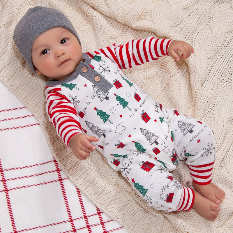 Tesa Babe Baby Boy Clothes Christmas Season Henley Romper - Organic Cotton