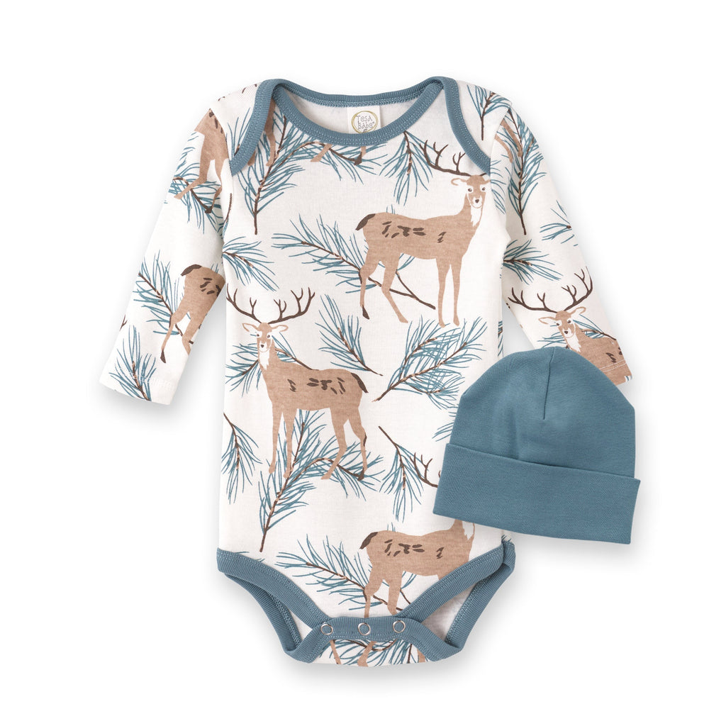 Tesa Babe Baby Boy Clothes Bodysuit / 0-3 Months Deer Pine Bodysuit & Hat Set