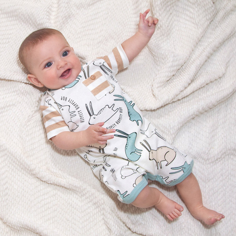 Tesa Babe Baby Boy Clothes Easter Bunny Shortie Romper - Organic Cotton