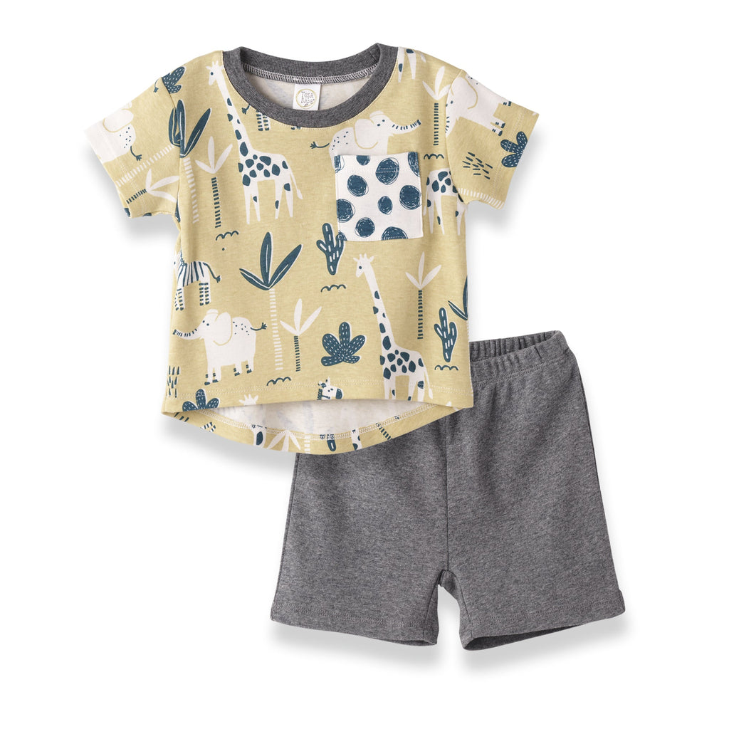 Tesa Babe Baby Boy Clothes Set / 3-6M Jungle Tee & Shorts