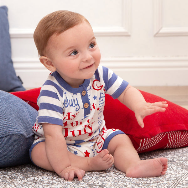 Tesa Babe Baby Boy Clothes My 1st 4th of July Shortie Romper