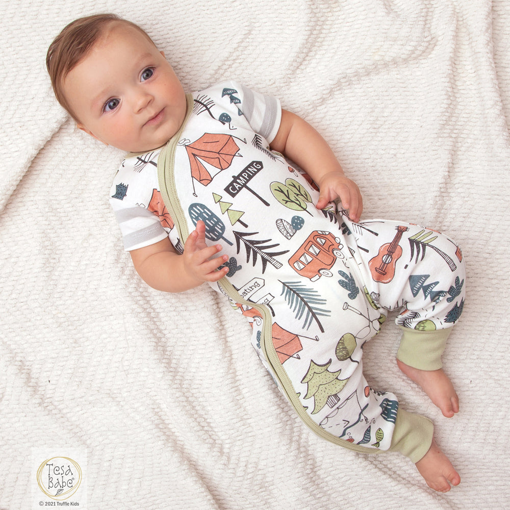 Tesa Babe Baby Boy Clothes NEW!  Summer Camp Zippered Romper