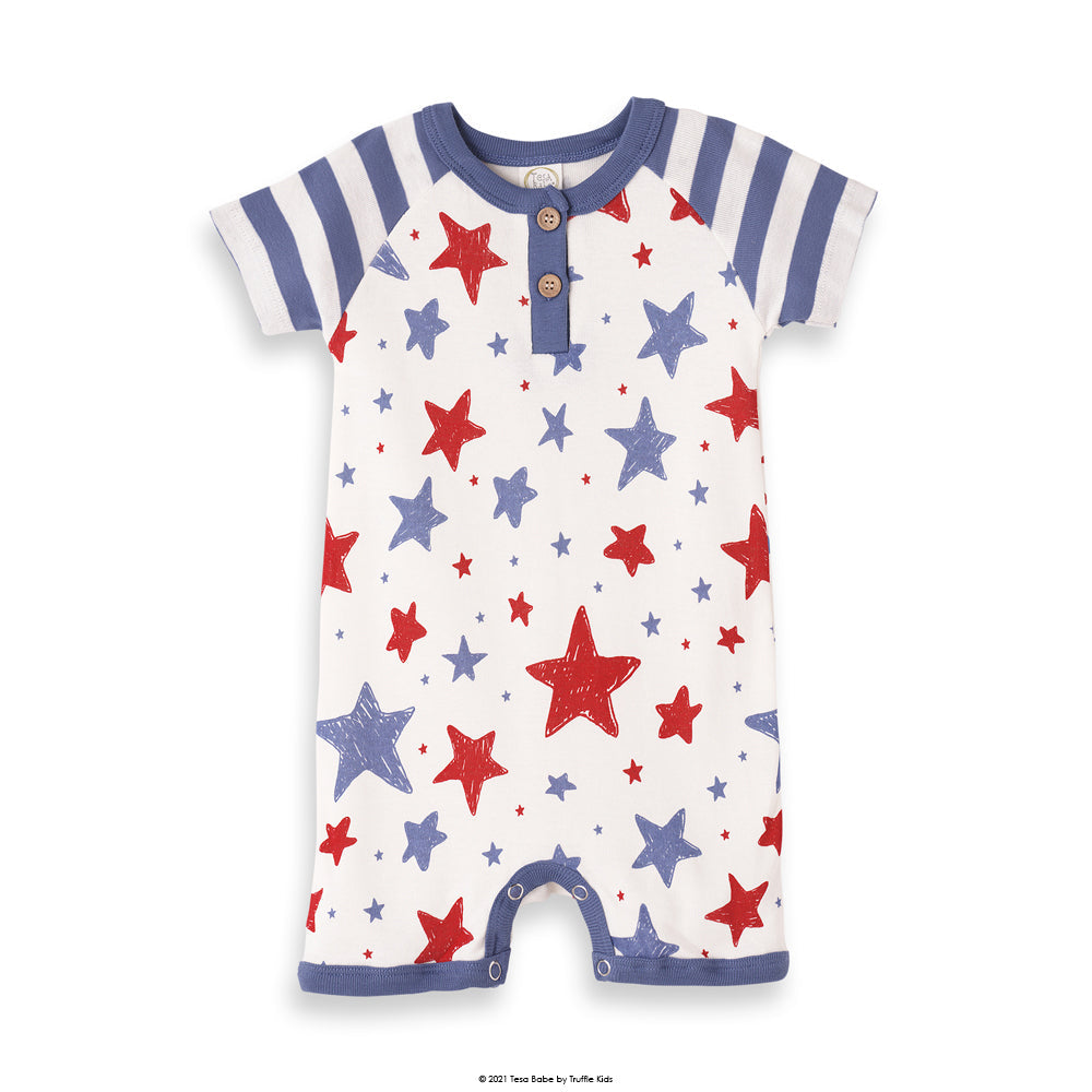 Tesa Babe Baby Boy Clothes Stars Stripes Shortie Romper
