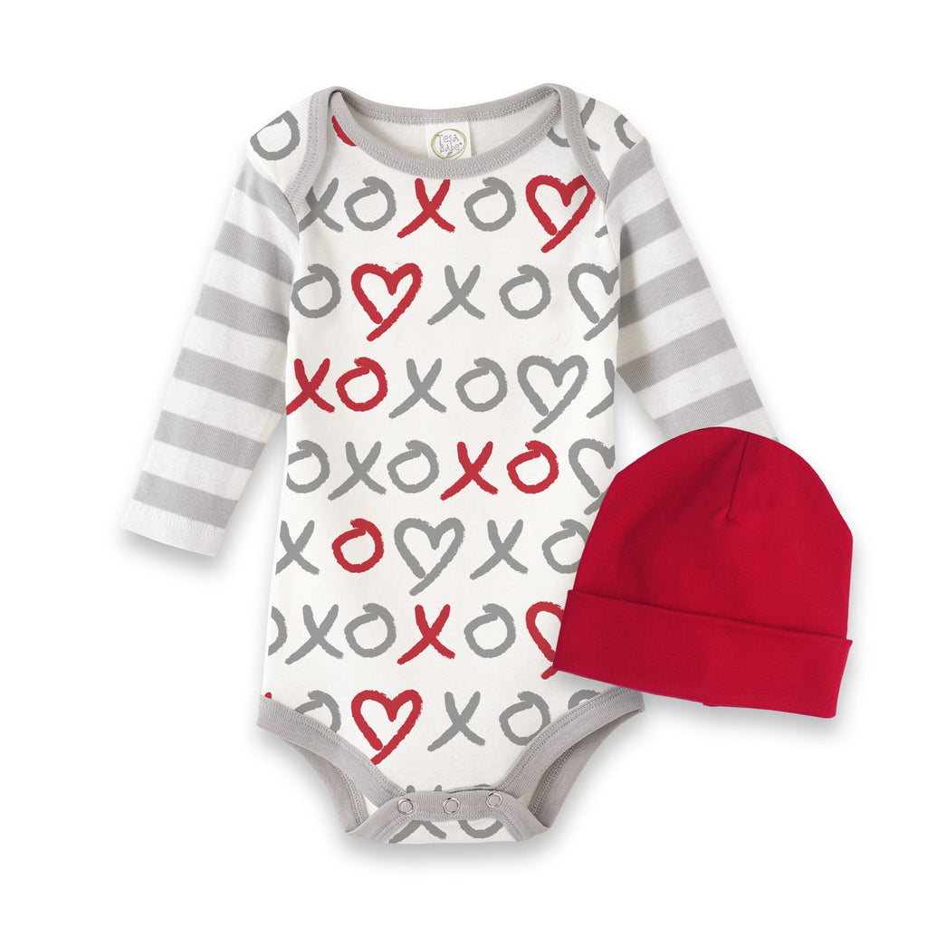 Tesa Babe Baby Boy Clothes Bodysuit Set / 3-6 Months X's and O's Bodysuit & Hat Set