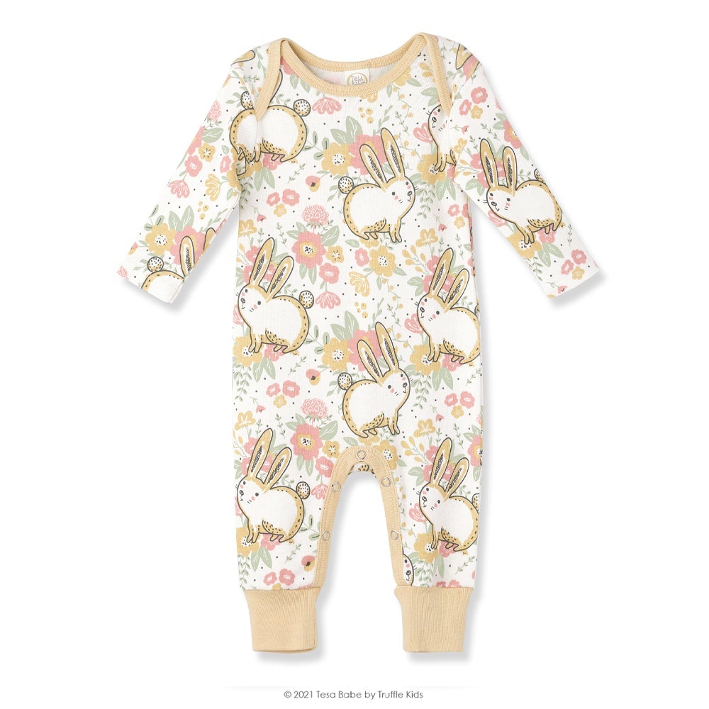 Tesa Babe Baby Girl Clothes Baby Girl Flowers & Bunnies Romper NEWX