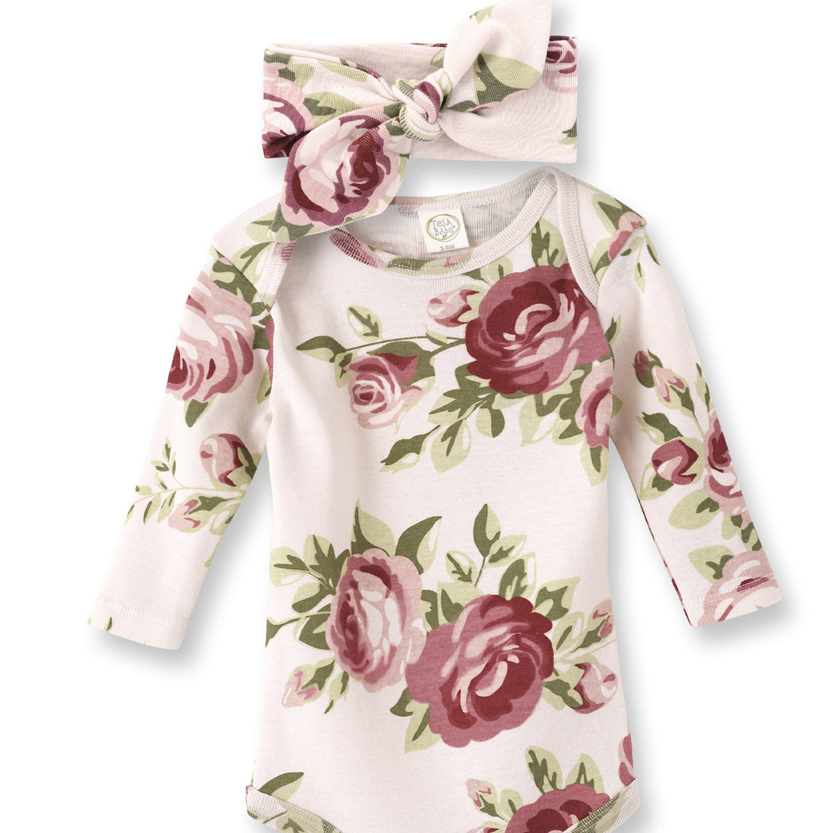 Tesa Babe Baby Girl Clothes Cabbage Rose Bodysuit Set