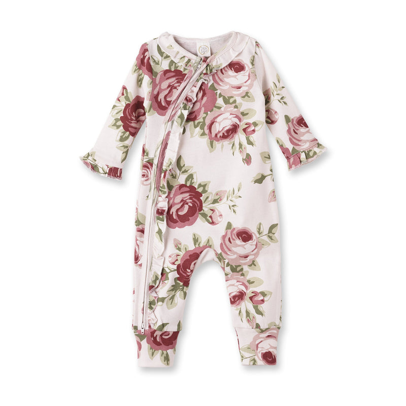 Tesa Babe Baby Girl Clothes Romper / Newborn Cabbage Rose Zippered Romper