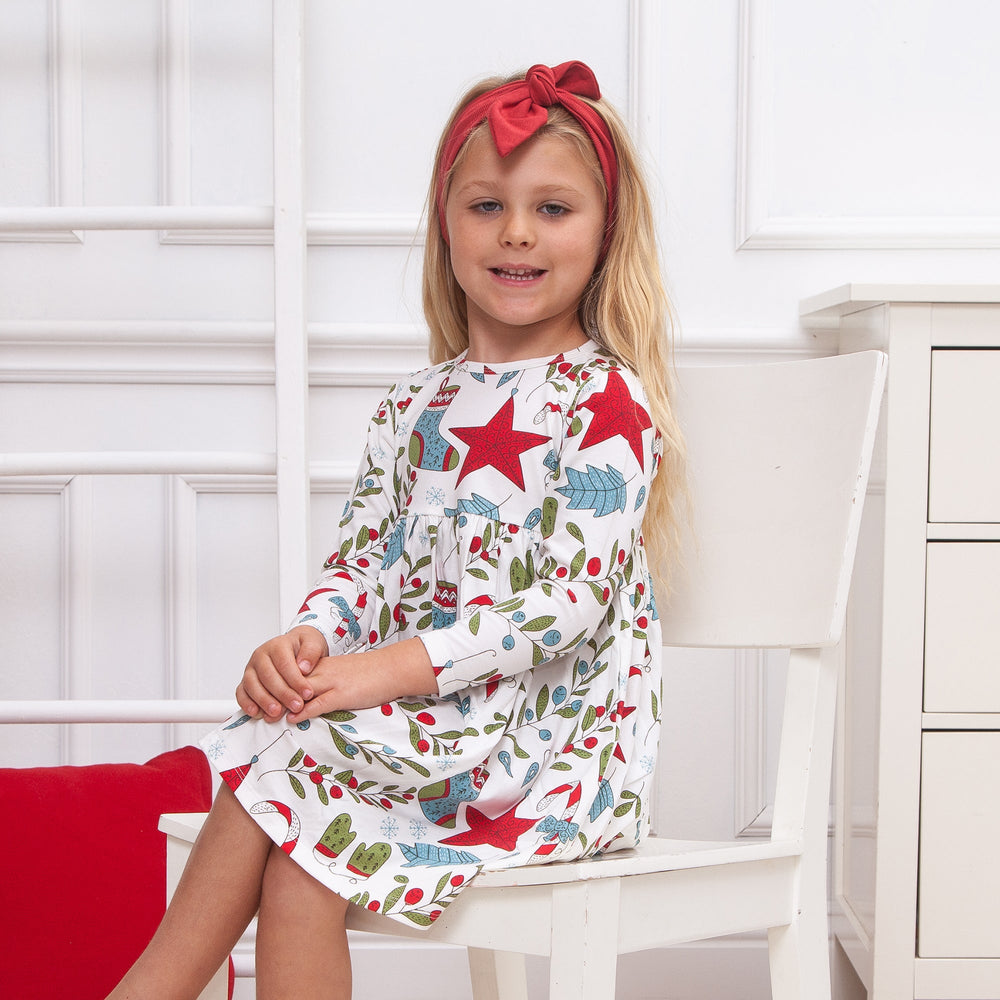 Girl's Christmas Stars Bamboo Dress Girl's Christmas Stars Bamboo Dress