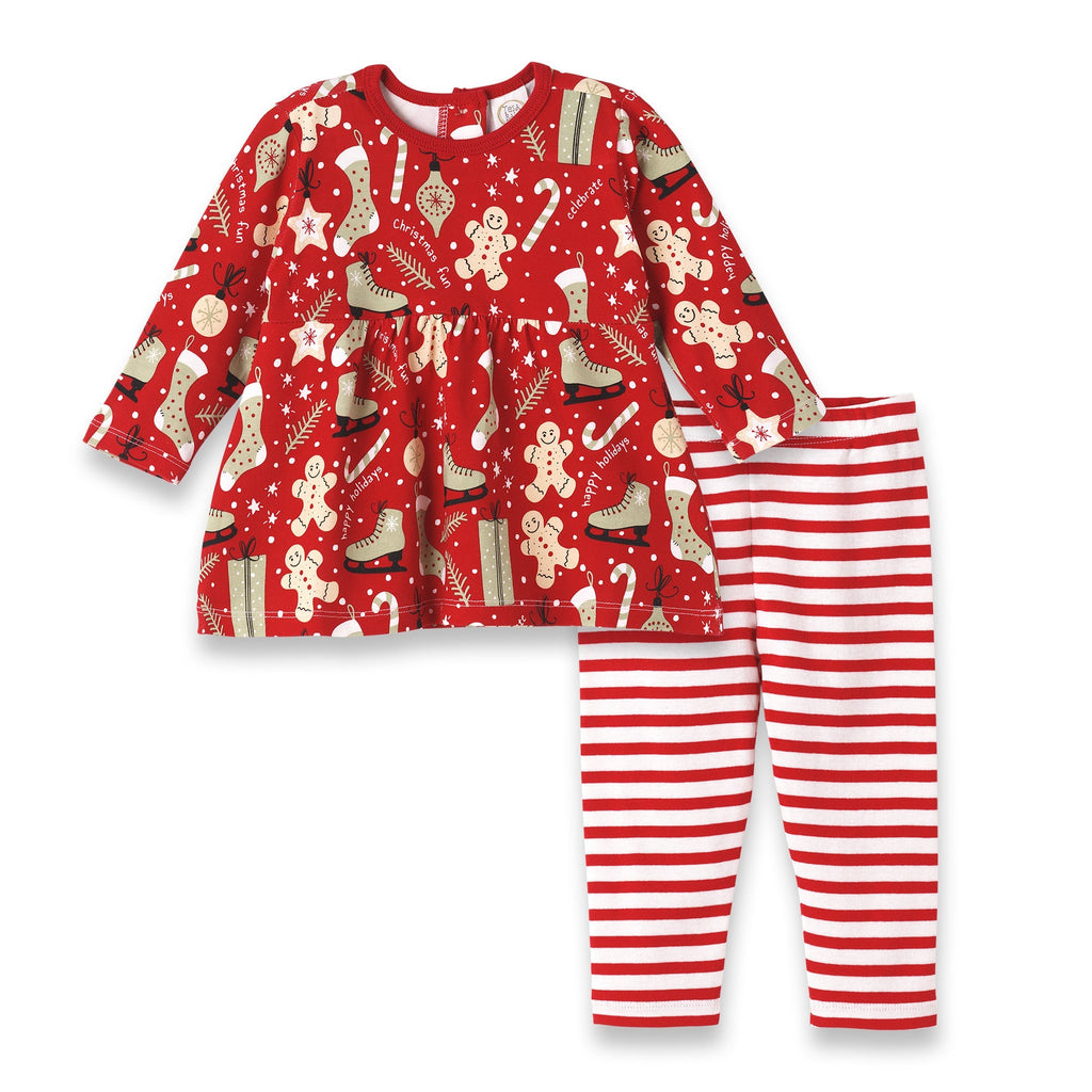 Tesa Babe Baby Girl Clothes 6-9M / Set Christmas Joy LS Empire Waist Top & Leggings
