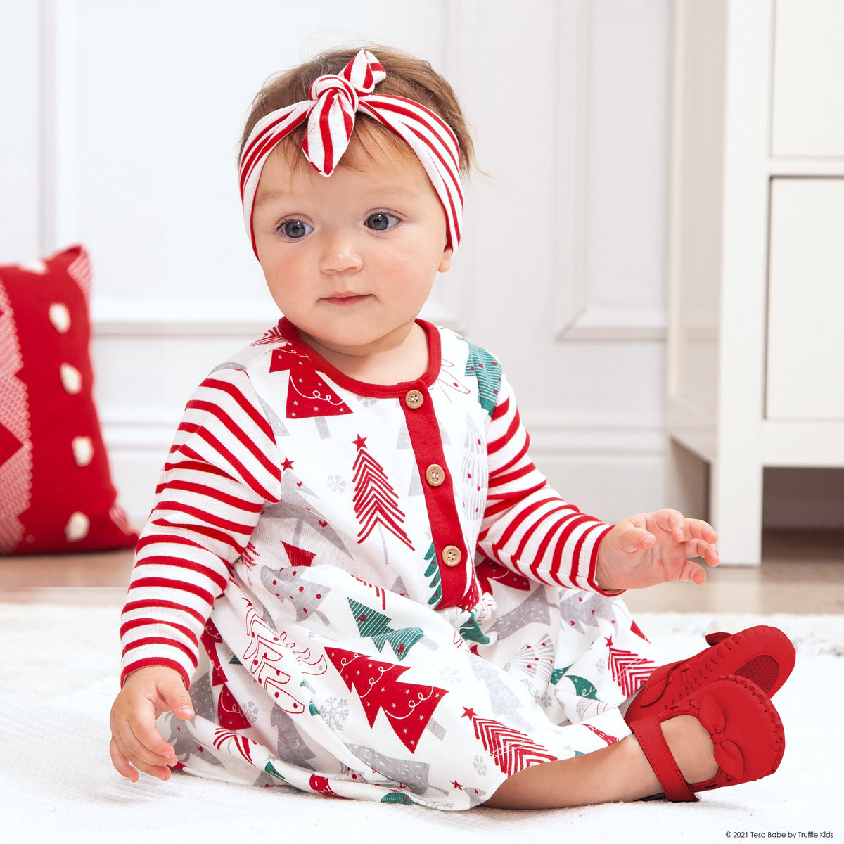 Baby Girl's Christmas Trees Cotton Dress Baby Girl's Christmas Trees Cotton Dress