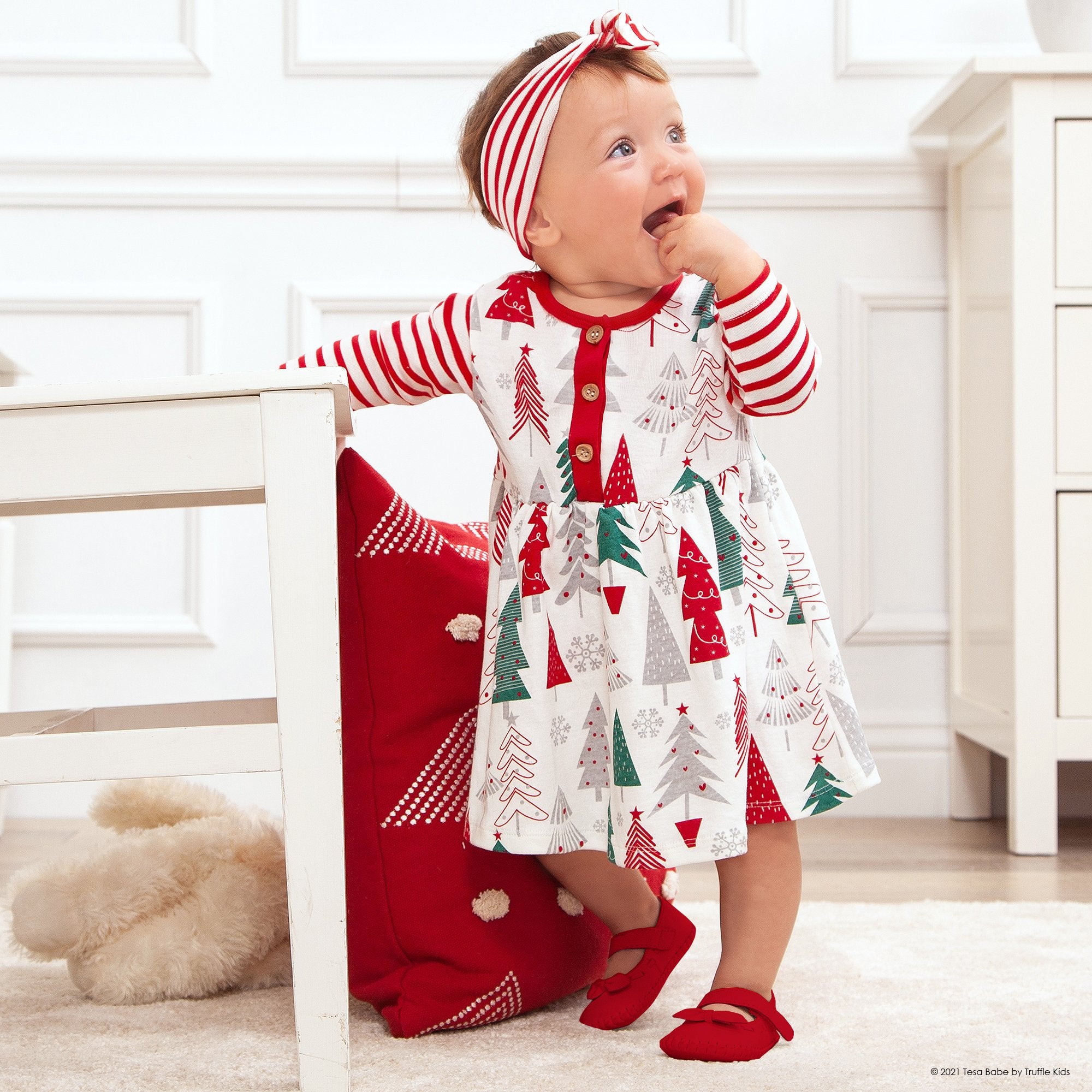 Baby Girl's Christmas Trees Cotton Dress Baby Girl's Christmas Trees Cotton Dress