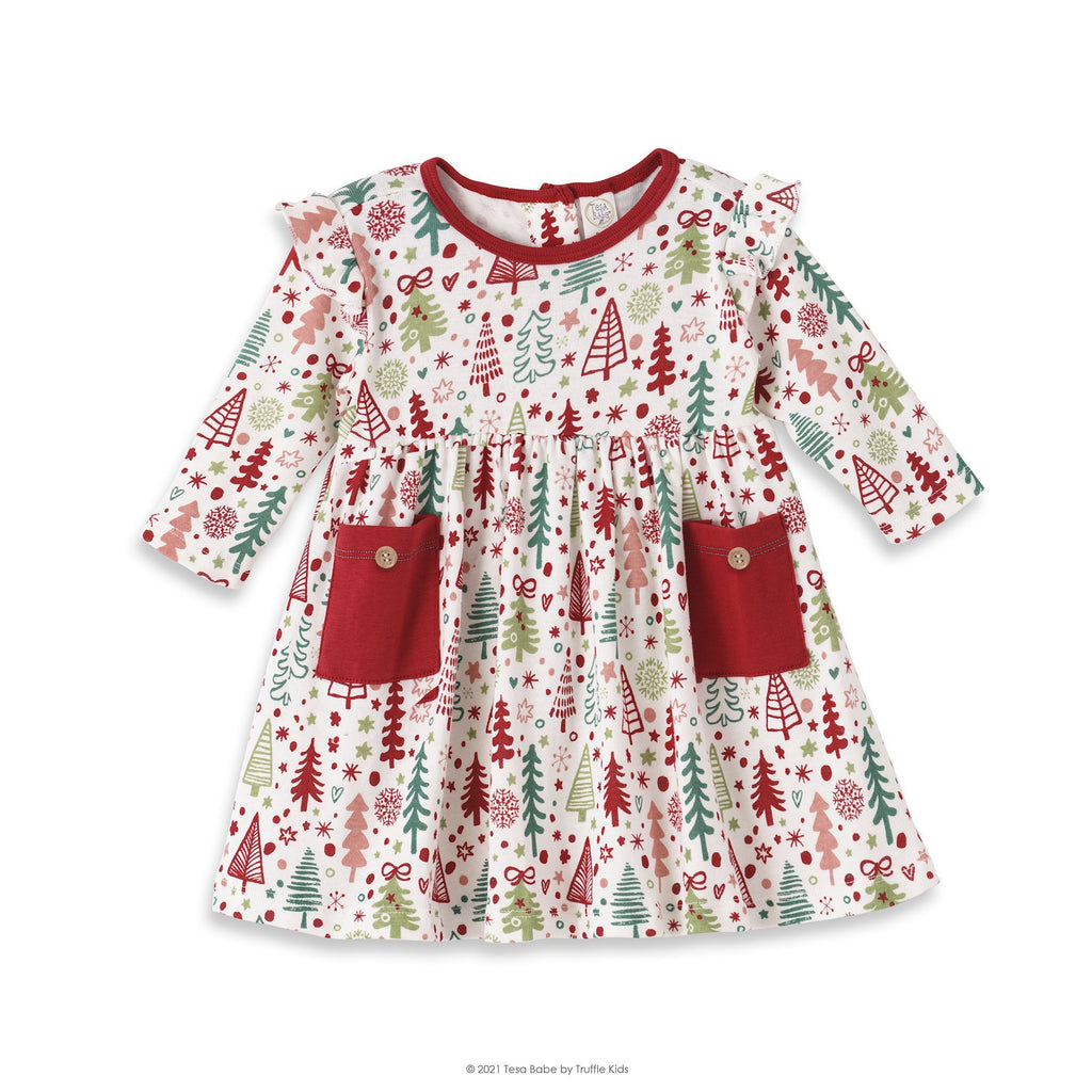 Tesa Babe Baby Girl Clothes Dress / 12-18 months Cozy Christmas Pocket Dress
