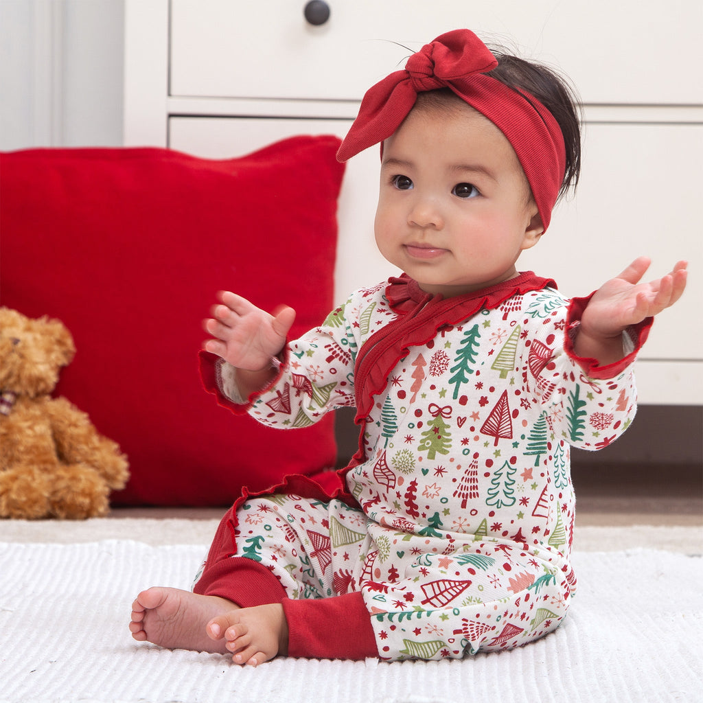 Tesa Babe Baby Girl Clothes Cozy Christmas Zippered Bamboo Romper