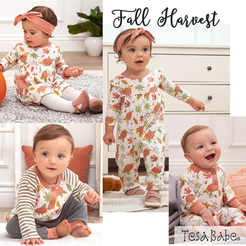 Tesa Babe Baby Girl Clothes Fall Harvest Empire Waist Bubble Romper