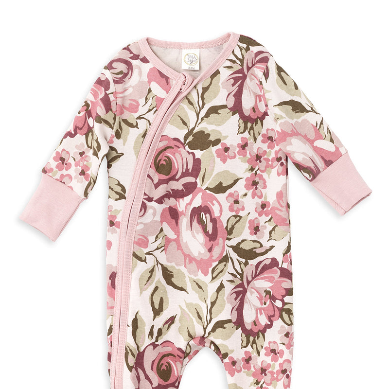 Tesa Babe Baby Girl Clothes Floral Footed Zipper Romper