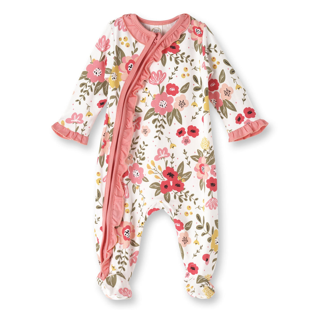 Tesa Babe Baby Girl Clothes Floral Garden Zippered Romper