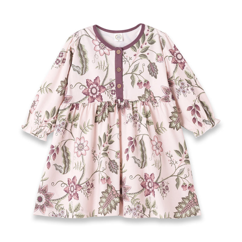 Tesa Babe Baby Girl Clothes 3-6M Floral Stitchery Elastic Ruffle LS Henley Dress