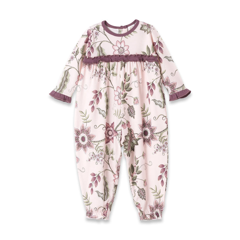 Tesa Babe Baby Girl Clothes 3-6M Floral Stitchery Ruffle Cuff Long Sleeve Empire Waist Romper